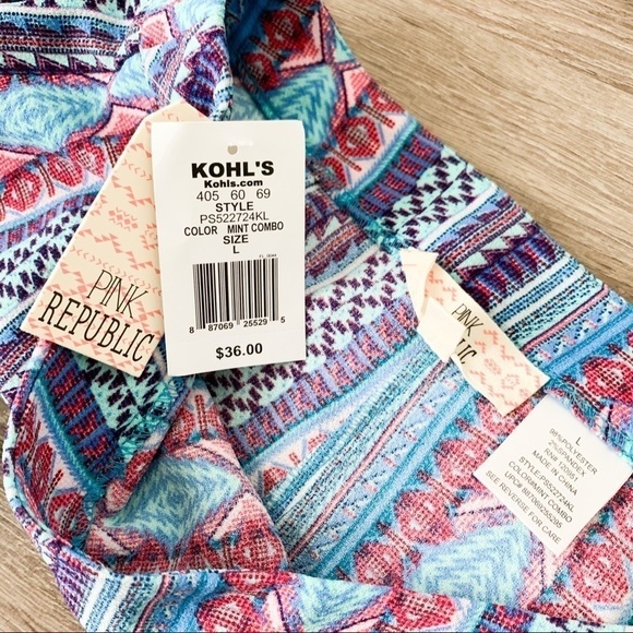 Pink Republic Aztec Print Fold Over Skort Shorts - Picture 5 of 6